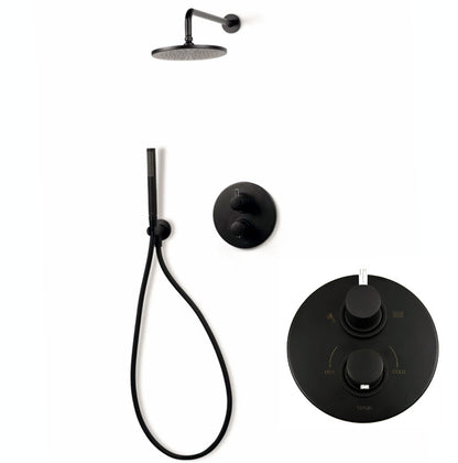 Bongio Squadra regendoucheset met thermostaatkraan 2-weg, mat zwart