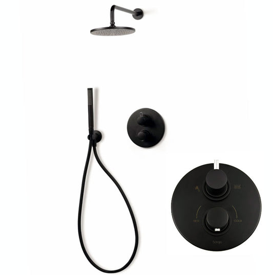 Bongio Squadra regendoucheset met thermostaatkraan 2-weg, mat zwart