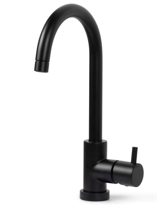 Bongio Squadra wastafelkraan met hoge draaibare uitloop, Mat Zwart