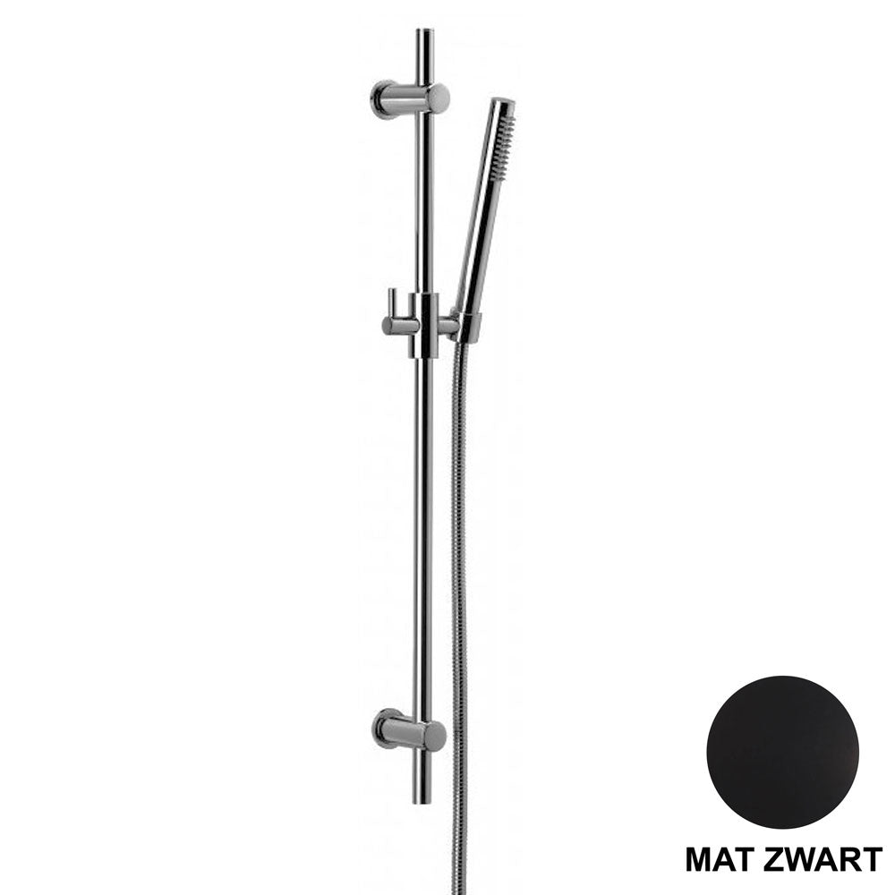 Bongio Wellness glijstangset inclusief handdouche en slang, mat zwart