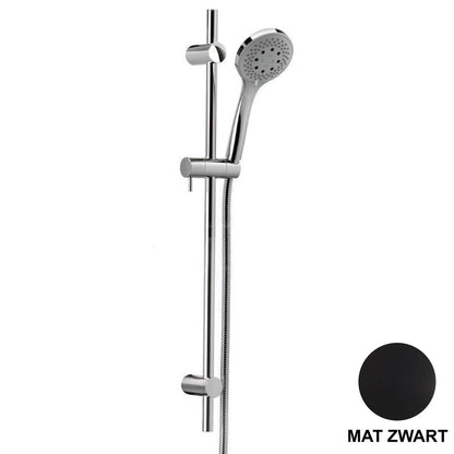 Bongio Wellness Slide bar set inclusief handdouche met 3 functies en slang, mat zwart