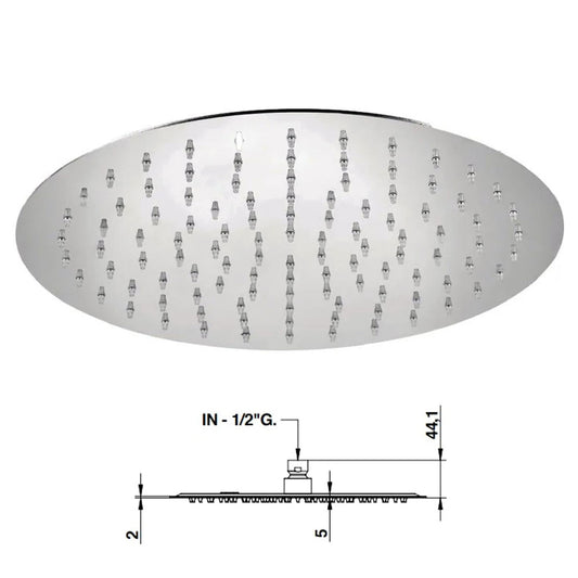 Bongio Wellness hoofddouche Ø300 mm ultra plat, Gepolijst RVS