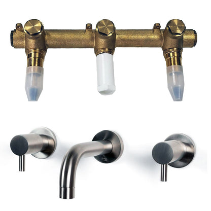 Bongio Squadra 3-gats inbouw wandmengkraan uitloop 220 mm, mat nikkel geborsteld