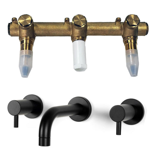 Bongio Squadra 3-gats inbouw wandmengkraan uitloop 220 mm, mat zwart