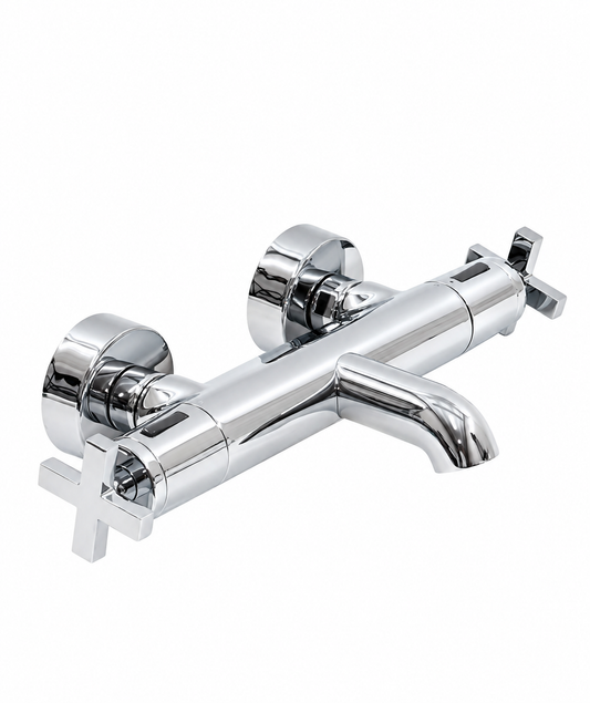 Cisal Barcalona design badthermostaatkraan met kruisgrepen chroom