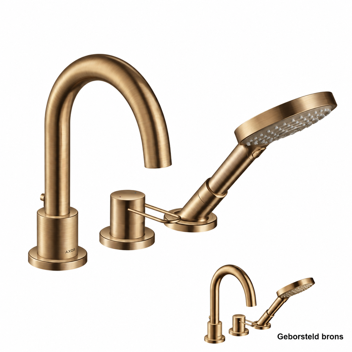 Hansgrohe Axor Uno 3-gats badrandmengkraan afbouwdeel met beugelgreep geborsteld brons