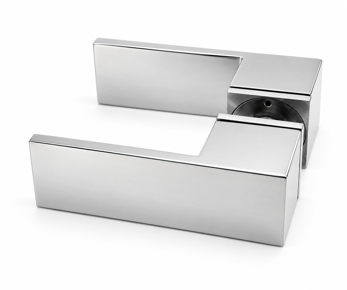 SQUARE LSQ7-G massieve design deurkruk met metalen onderconstructie geveerd gepolijst RVS