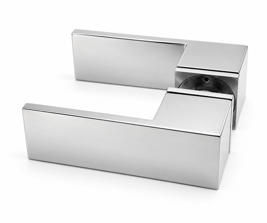 SQUARE LSQ7-G massieve design deurkruk met metalen onderconstructie geveerd gepolijst RVS