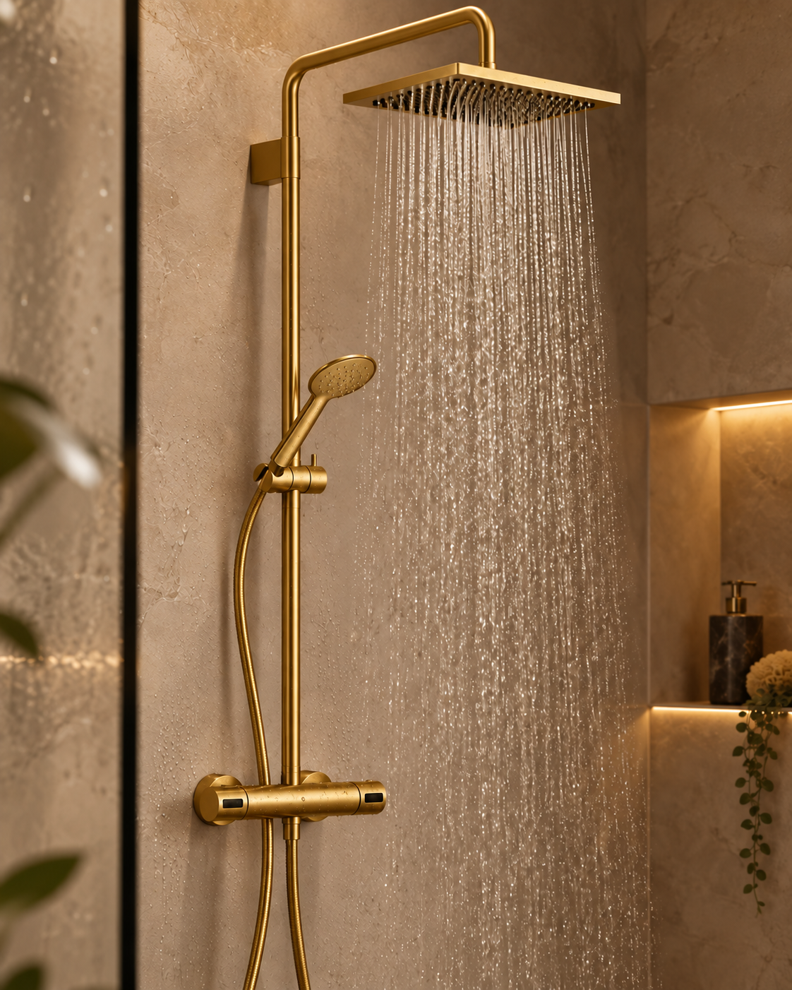 Dornbracht Symetrics Showerpipe, douchekolom met thermostaatkraan zonder handdouche - Geborsteld brons