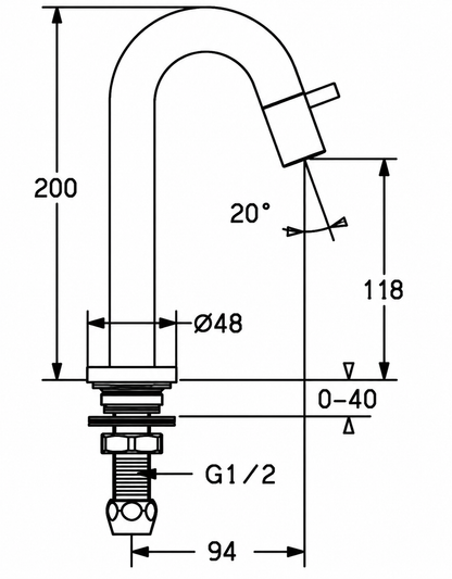 Hansa Nova Style fonteinkraan sprong 94 mm Wit