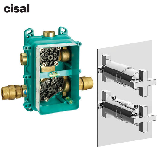 Cisal Barcelona inbouwthermostaat 3-weg afbouwdeel + inbouwdeel chroom 