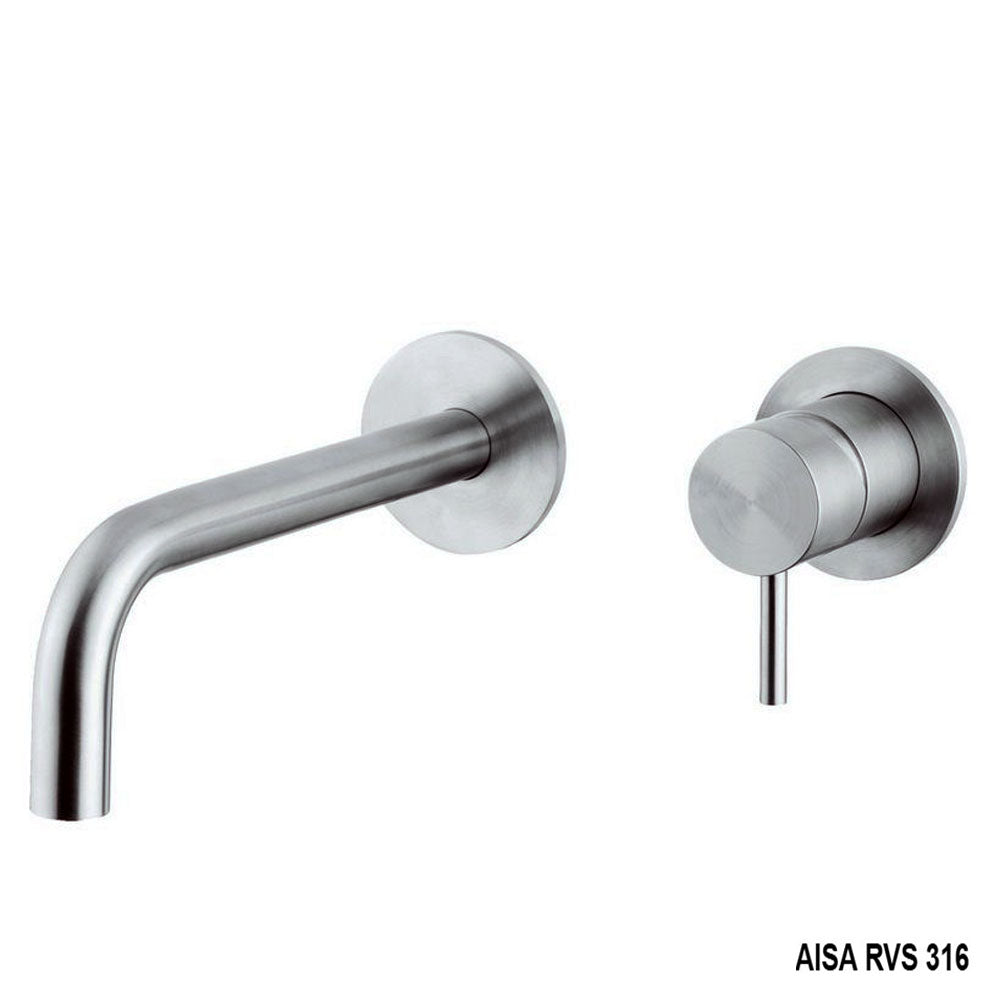 Cisal Xion of Xenz Pure RVS 316 Serie wastafelkraan 2-gats compleet met inbouwdeel 250 mm lang RVS geborsteld