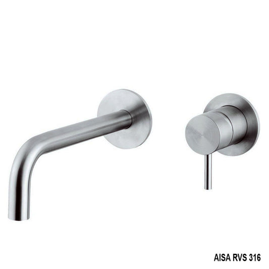 Cisal Xion of Xenz Pure RVS 316 Serie wastafelkraan 2-gats compleet met inbouwdeel 250 mm lang RVS geborsteld