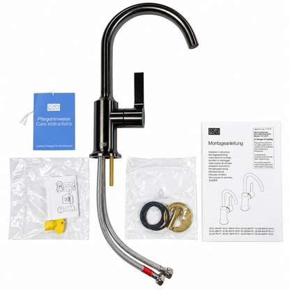 Dornbracht VAIA ééngreeps wastafelmengkraan zonder waste, 167 mm uitloop, Dark Platinum Geborsteld 33521809-99