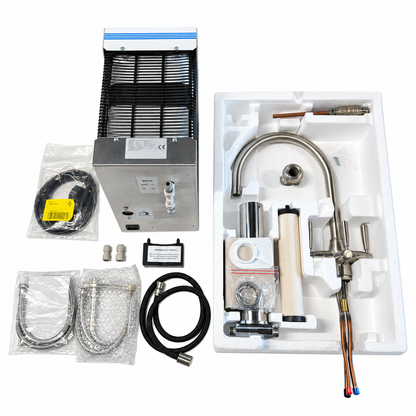 Perrin & Rowe Metris Triflow keukenkraan met waterfilter en reservoir – geborsteld nikkel