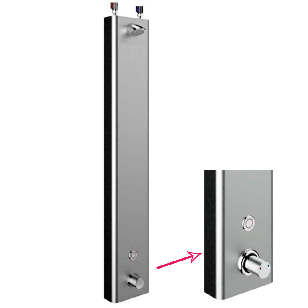 Conti Conmodul Comfort douchepaneel met geïntegreerde thermostaatkraan en piëzo bediening, RVS