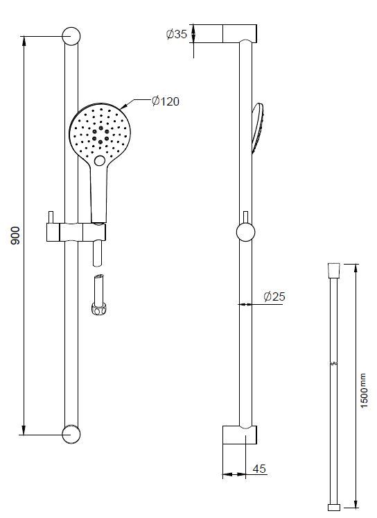 Regn thermostatische douchekraan met planchet en glijstang set mat zwart