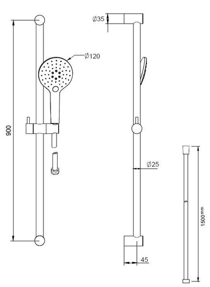 Regn thermostatische douchekraan met planchet en glijstang set mat zwart