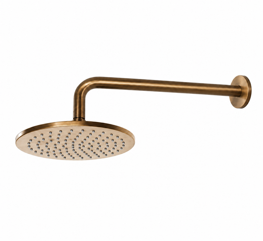 Waterevolution Flow hoofddouche met wandbevestiging copper PVD