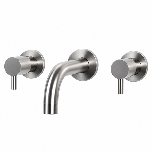 Bongio Squadra 3-gats inbouw wandmengkraan uitloop 220 mm, Mat Nikkel Geborsteld