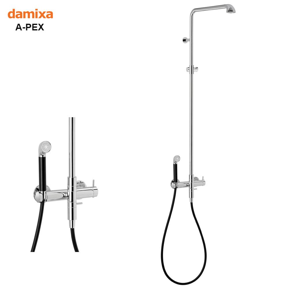 Damixa APex thermostatische design douchemengkraan met hoofddouche en handdoucheset chroom