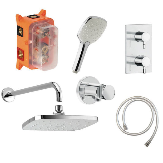 Damixa Pine HS 1- compleet inbouw set 2-weg douche thermostaat systeem met ronde grepen chroom