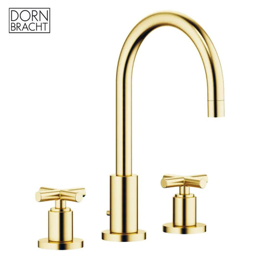 Dornbracht tara 3-gats wastafelkraan 165 mm geborsteld messing (23kt gold)