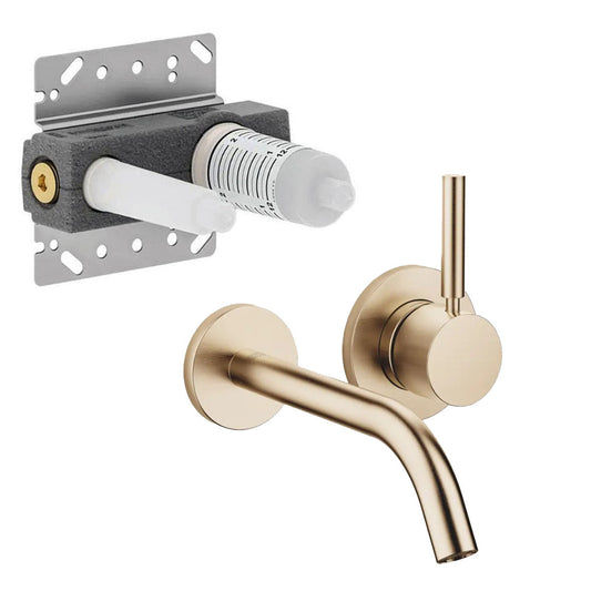 Dornbracht Meta 2-gats wand wastafelmengkraan met rozetten, Champagne 22kt