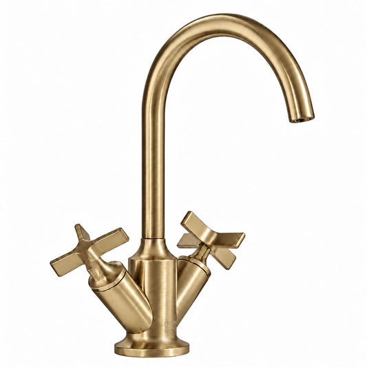 Dornbracht VAIA 1-gats wastafelmengkraan met afvoergarnituur - Dura Geborsteld Messing 22513809-39