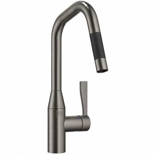 Dornbracht Sync 1 gats keukenkraan met uittrekbare handdouche 360° draaibaar Dark Platinum Mat
