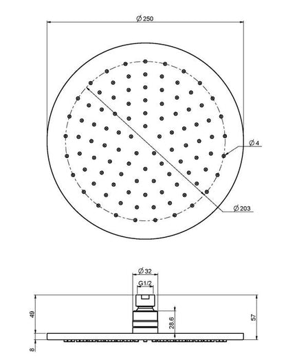 Fima Carlo Frattini design inbouw douchthermostaatset met 25 cm regendouche en wandbevestiging 2-weg geborsteld mat nikkel