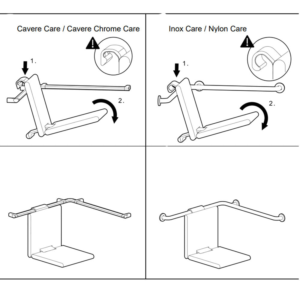 Normbau steungreep met verstelbare doucheglijstang houder rechts, incl. Cavere Care hangzitje, antraciet-metallic