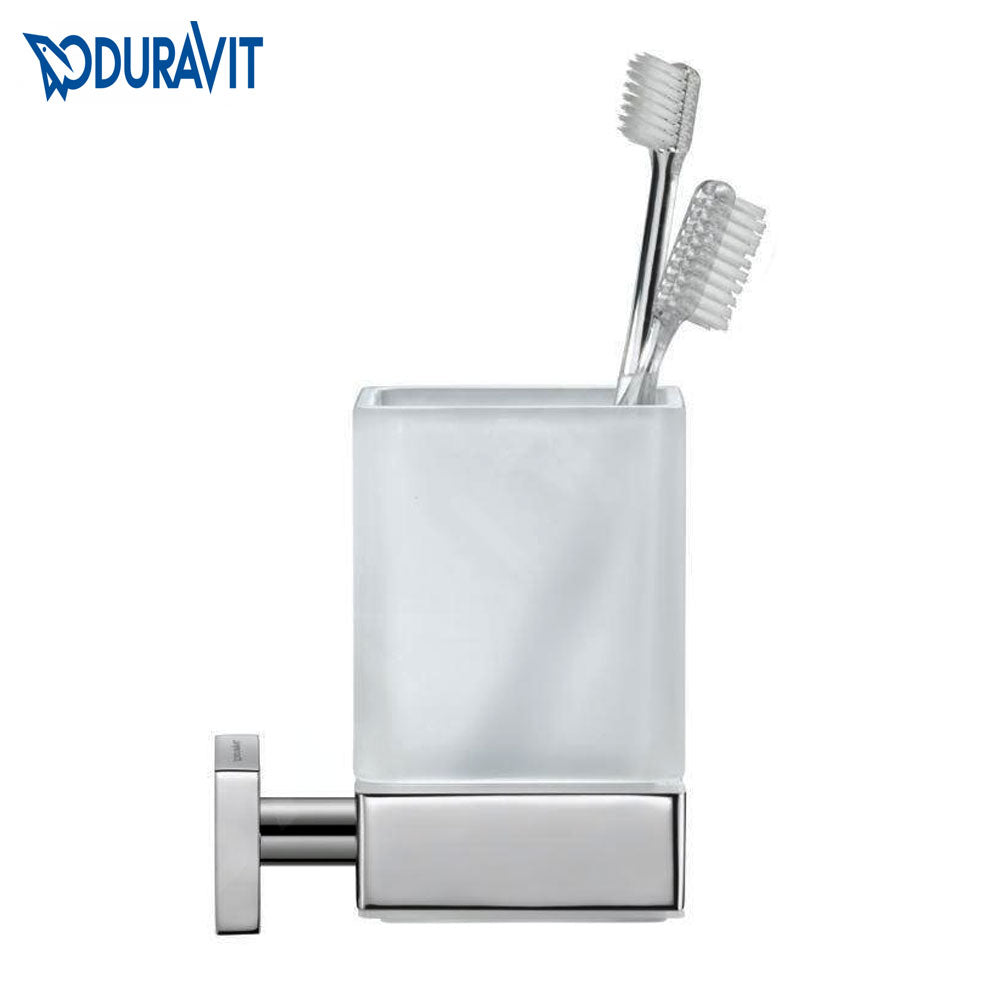 Duravit Karree glashouder, tandenborstelhouder chroom/matglas