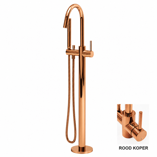 Clou Xo vrijstaande design badmengkraan rood koper (glans)