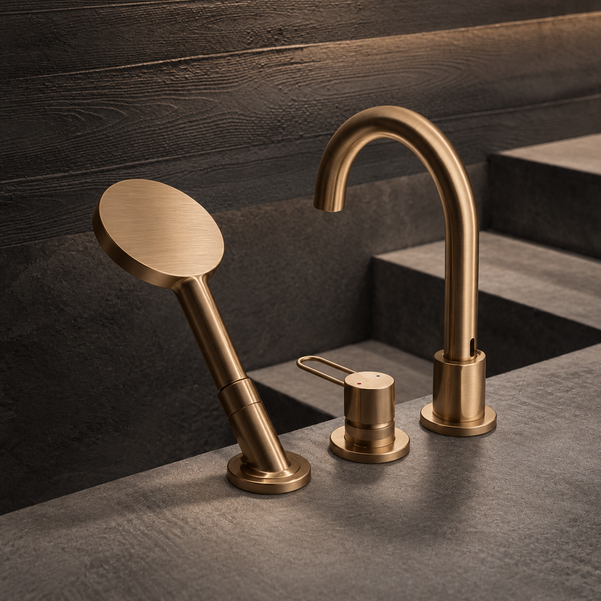 Hansgrohe Axor Uno 3-gats badrandmengkraan afbouwdeel met beugelgreep geborsteld brons