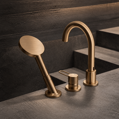 Hansgrohe Axor Uno 3-gats badrandmengkraan afbouwdeel met beugelgreep geborsteld brons