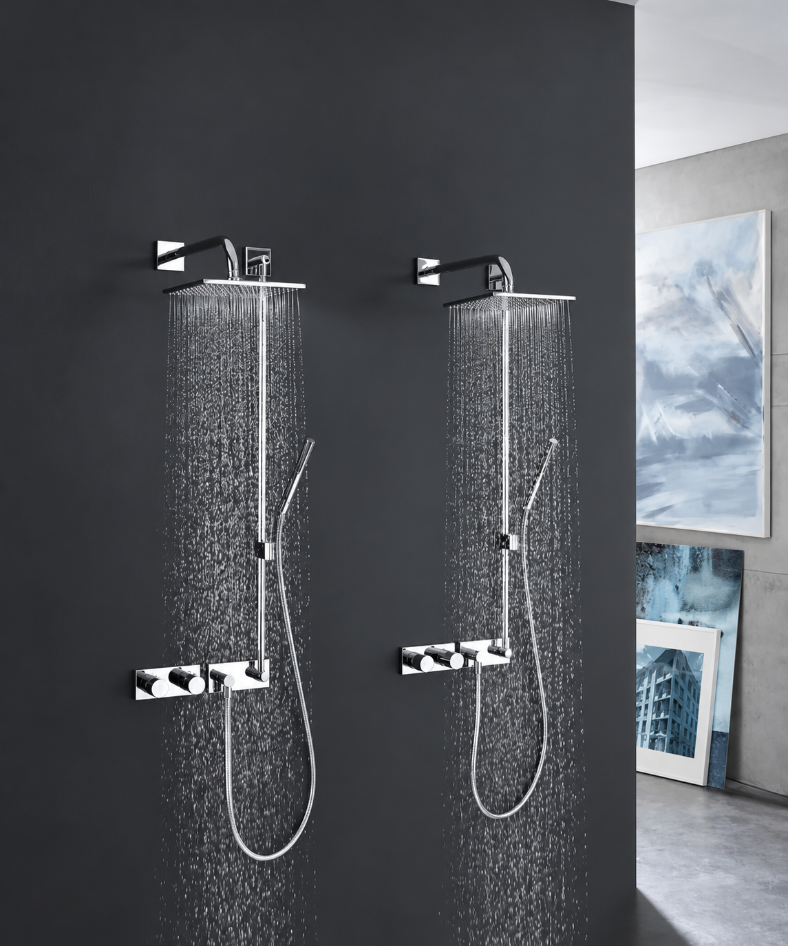 Hansa matrix thermostaat inbouw doucheset, met Viva hoofddouche Ø250 mm met glijstangset, chroom