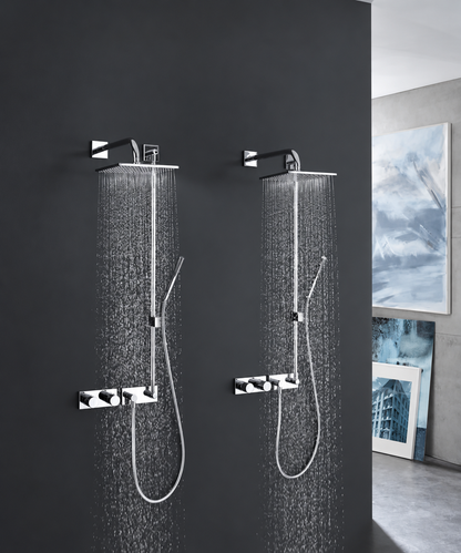 Hansa matrix thermostaat inbouw doucheset, met Viva hoofddouche Ø250 mm met glijstangset, chroom