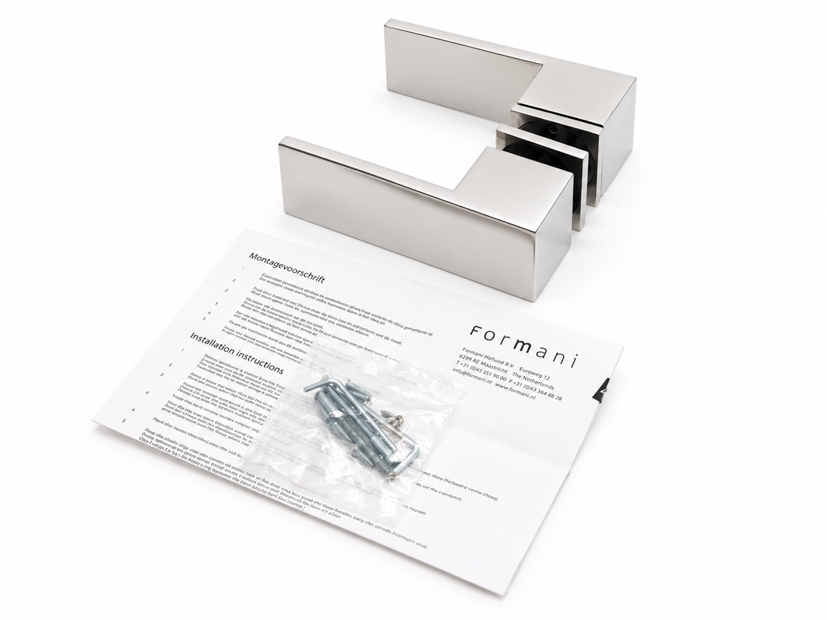 SQUARE LSQ7-G massieve design deurkruk met metalen onderconstructie geveerd gepolijst RVS
