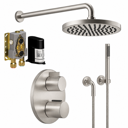 Dornbracht Generic Inbouwthermostaat 2-Weg Compleet Doucheset met Wandbevestiging en Hoofddouche Ø 220 mm – Platina Mat