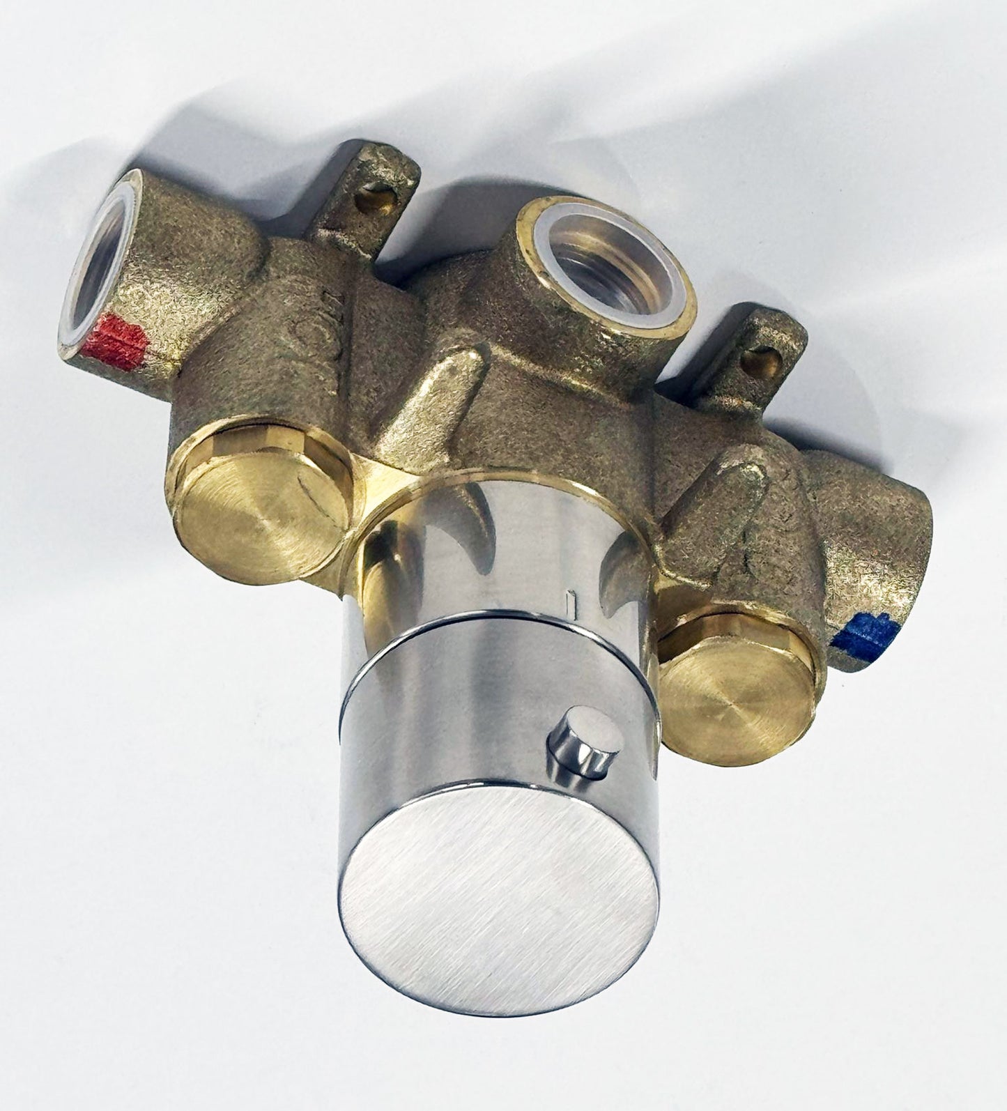 Bongio Squadra, Aqua inbouw centraal thermostaatkraan incl. twee inbouw stopkranen, Geborsteld mat nikkel