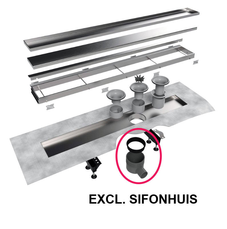 Easy Drain Multi TAF/Wall douchegoot 80cm, RVS