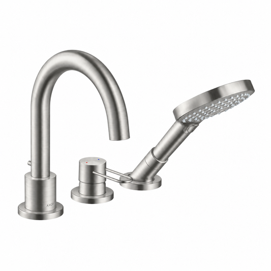 Hansgrohe Axor Uno 3-gats badrandmengkraan afbouwdeel met beugelgreep, geborsteld staal optic
