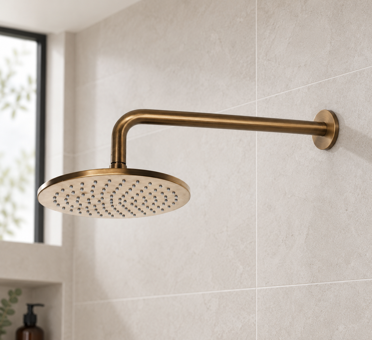 Waterevolution Flow hoofddouche met wandbevestiging copper PVD