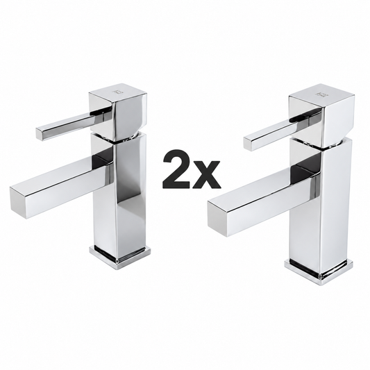 2 x Hotbath Bloke wastafelmengkraan met stickhendel zonder waste chroom (showmodel)
