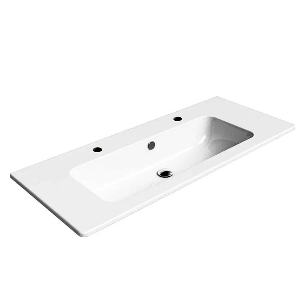GSI Pura keramische wastafel 120 × 50 cm met 2 kraangaten, wit