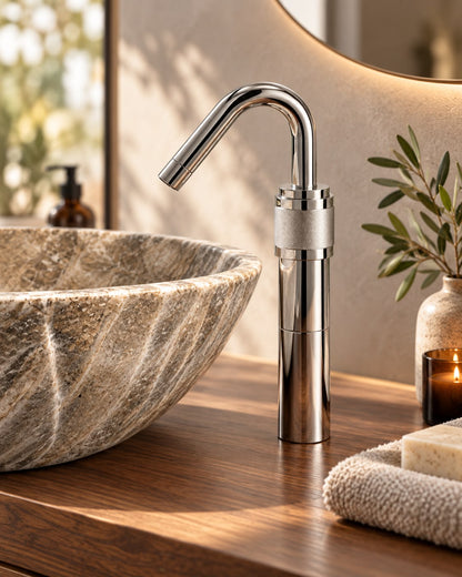 Gesto Italiaans design waskomkraan, wastafelkraan inclusief druk waste Chroom