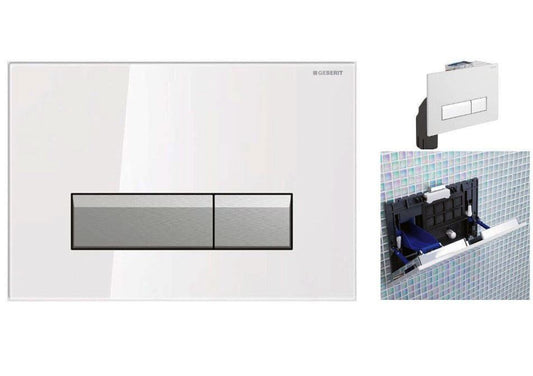 Geberit Sigma 40 bedieningsplaat met duofresh geurafzuigingsset wit-aluminium