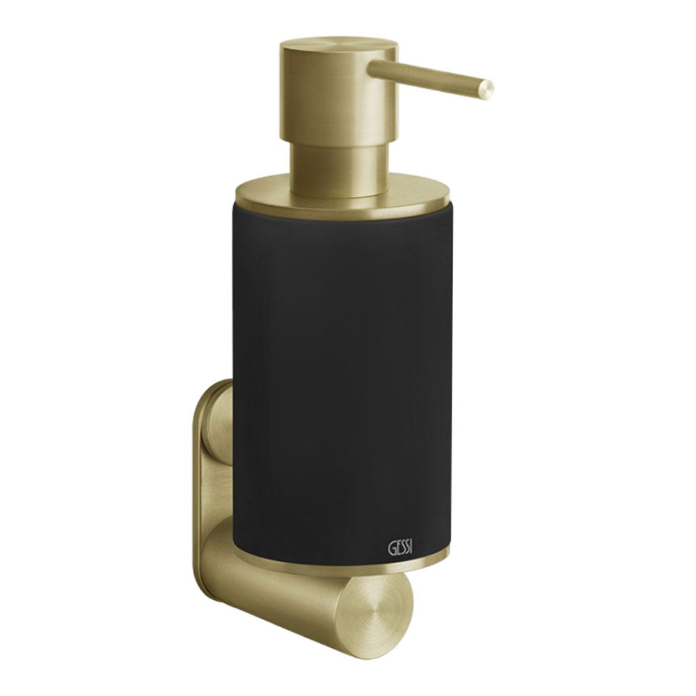 Gessi 316 wandgemonteerde dispenser voor vloeibare zeep,  geborsteld messing PVD