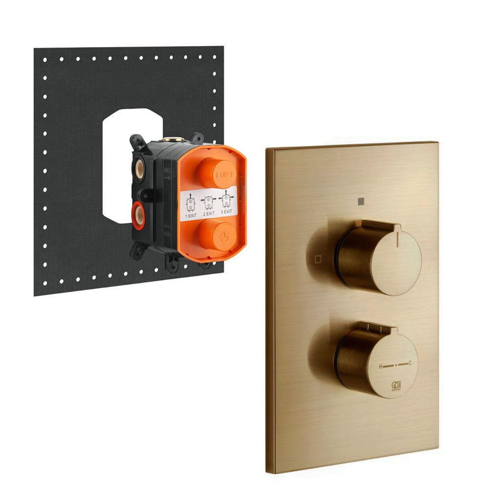 Gessi Emperio 3-weg inbouw + afbouwdeel douche thermostaatkraan, Warm Geborsteld Brons